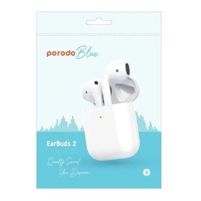 Porodo Blue Deep Bass Wireless Earbuds Pro 2 with Swipe Volume - White